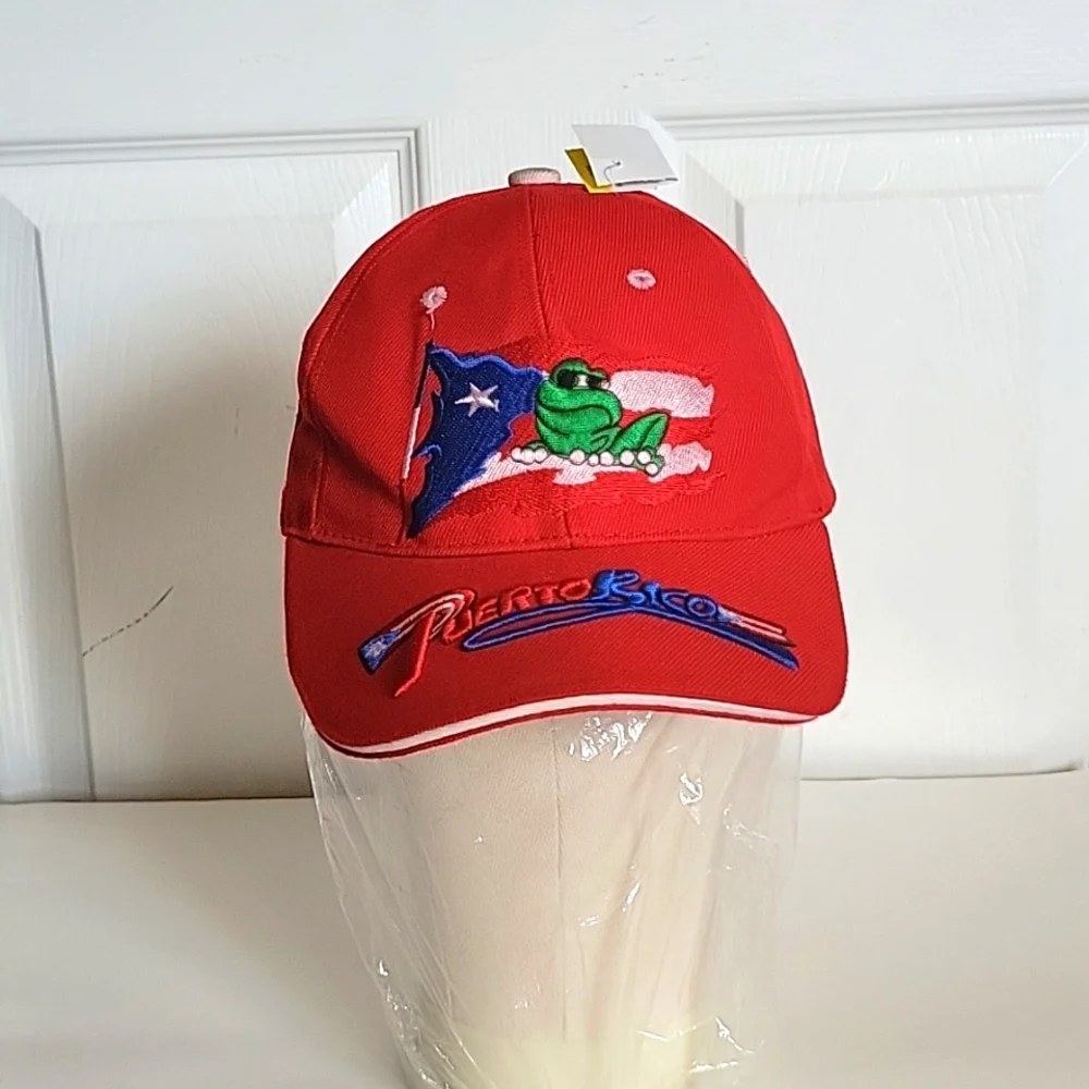 Puerto Rico PR Red Embroider Baseball Cap Hat Adjustable - Picture 2 of 6
